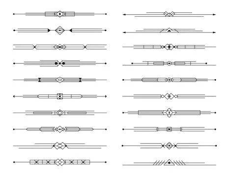 Art deco dividers, menu border lines and frames Stock Illustration