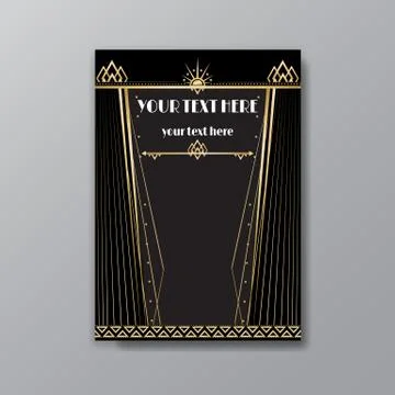 Art Deco elegant page template, Gatsby style for web and print, with moon sun Stock Illustration