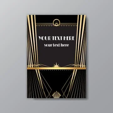 Art Deco elegant page template, Gatsby style for web and print, with moon sun Illustrazione stock