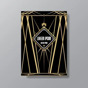 Art Deco elegant page template, Gatsby style for web and print, with moon sun Stock Illustration