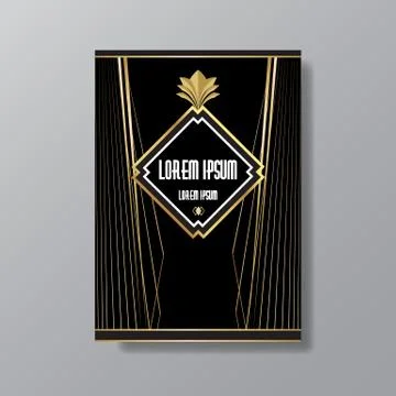 Art Deco elegant page template, Gatsby style for web and print, with moon sun Stock Illustration