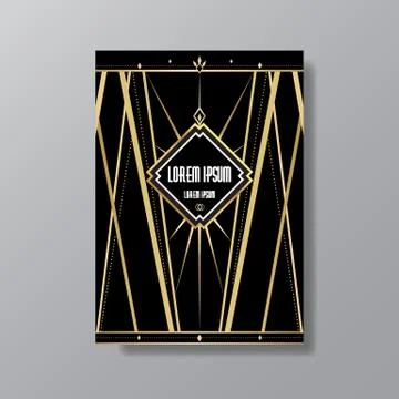 Art Deco elegant page template, Gatsby style for web and print, with moon sun Stock Illustration