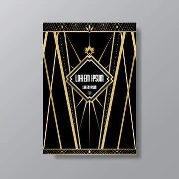Art Deco elegant page template, Gatsby style for web and print, with moon sun Stockillustratie