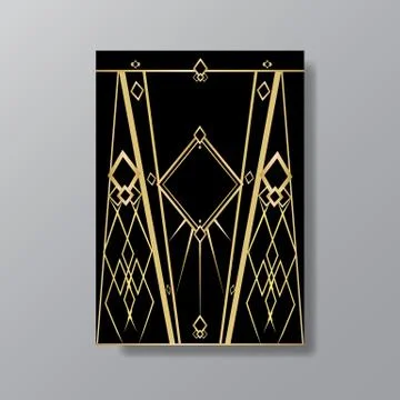 Art Deco elegant page template, Gatsby style for web and print, with moon sun Stock Illustration