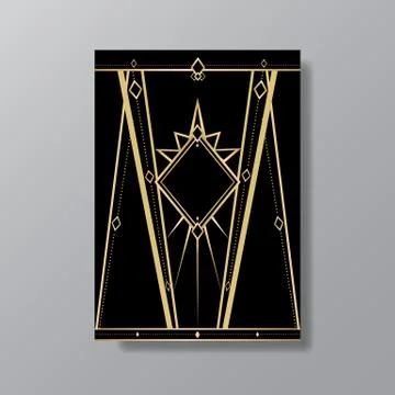 Art Deco elegant page template, Gatsby style for web and print, with moon sun Stock Illustration