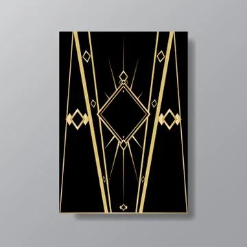 Art Deco elegant page template, Gatsby style for web and print, with moon sun Stockillustratie