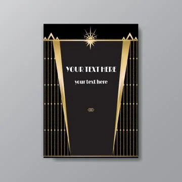 Art Deco elegant page template, Gatsby style for web and print, with moon sun Stock Illustration