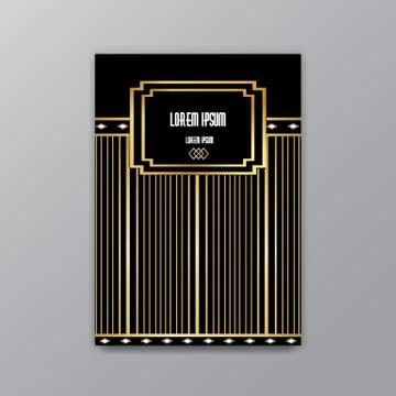 Art Deco elegant page template, Gatsby style for web and print, with moon sun Stock Illustration