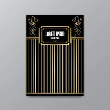 Art Deco elegant page template, Gatsby style for web and print, with moon sun Stock Illustration