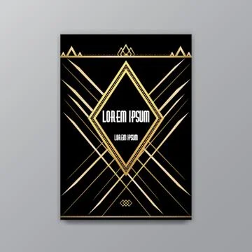 Art Deco elegant page template, Gatsby style for web and print, with moon sun Stockillustratie