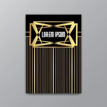 Art Deco elegant page template, Gatsby style for web and print, with moon sun Stock Illustration