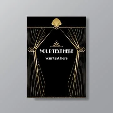 Art Deco elegant page template, Gatsby style for web and print, with moon sun Stock Illustration