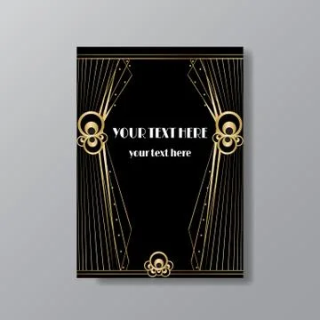 Art Deco elegant page template, Gatsby style for web and print, with moon sun Stock Illustration