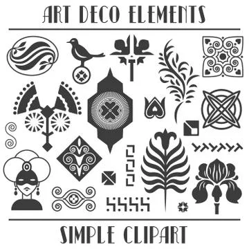 Art deco elements set Simple clipart vector isolated Stock Illustration