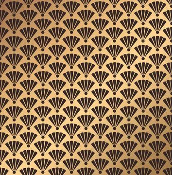 Art Deco Fan Pattern Gold Background 스톡 일러스트