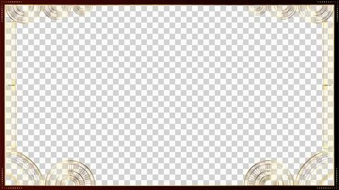 Art deco frame is featuring red border and gold fan motifs on transparent Illustrazione stock