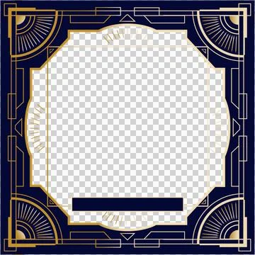 Art deco frame is featuring sunburst, octagonal panel, bottom placeholder on イラスト素材