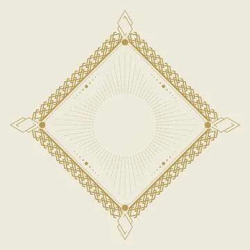 Art Deco frame in rhombus shape on light background Stock Illustration