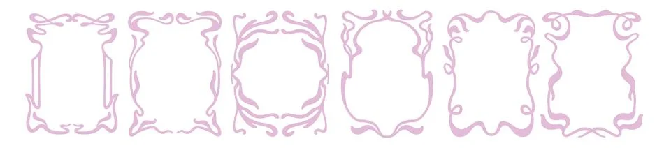Art deco frame set, vector hand drawn organic floral border, elegant wedding Stock Illustration