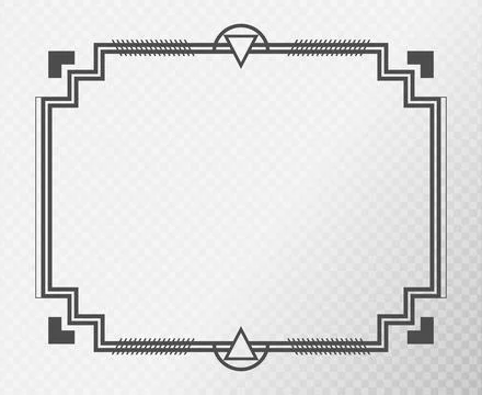 Art Deco frame on transparent background. Vintage retro Art Deco border design Illustrazione stock