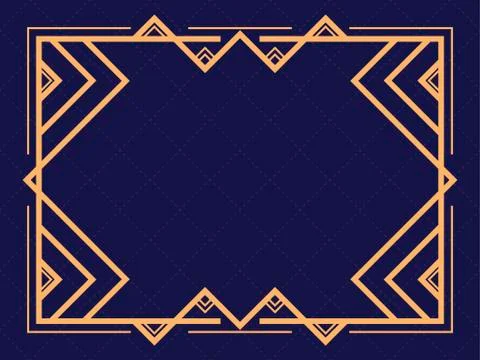 Art deco frame. Vintage linear border. Design a template for invitations, lea Stock Illustration