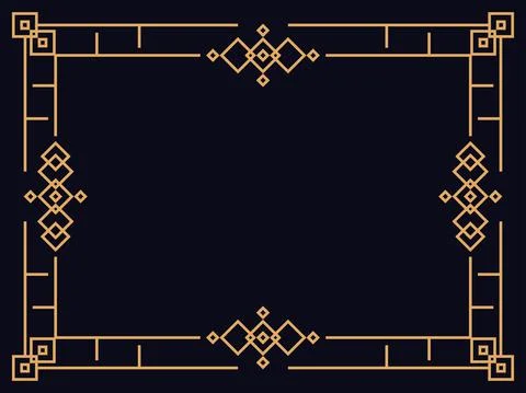 Art deco frame. Vintage linear border. Design a template for invitations, lea 스톡 일러스트