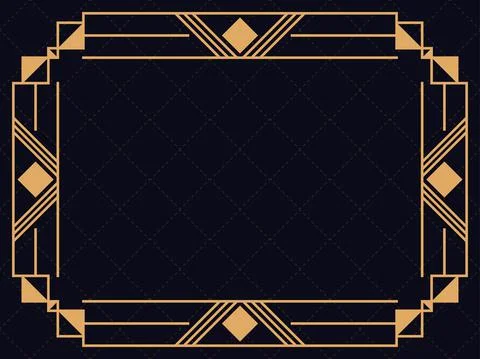 Art deco frame. Vintage linear border. Design a template for invitations, lea Illustrazione stock
