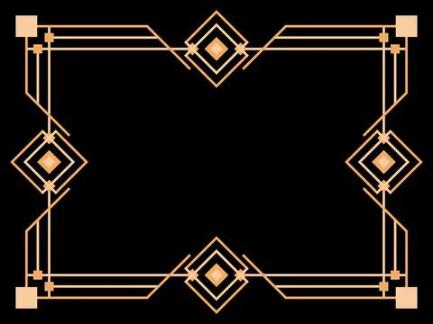Art deco frame. Vintage linear border. Design a template for invitations, lea Stock Illustration
