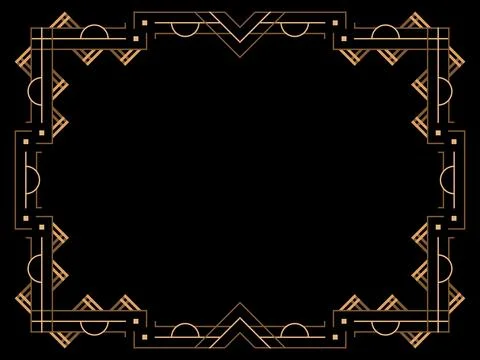 Art deco frame. Vintage linear border. Design a template for invitations, l.. Stock Illustration