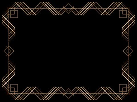 Art deco frame. Vintage linear border. Design a template for invitations, l.. Illustrazione stock