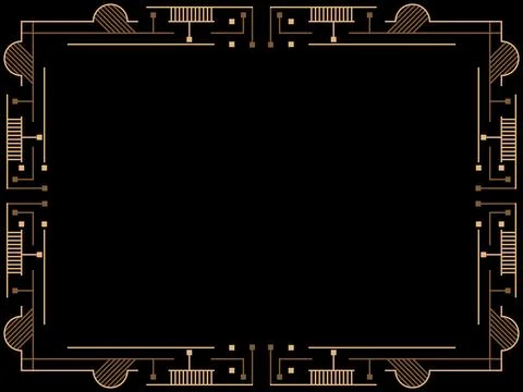 Art deco frame. Vintage linear border. Design a template for invitations, l.. Stock Illustration