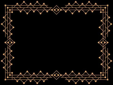 Art deco frame. Vintage linear border. Design a template for invitations, l.. Illustrazione stock