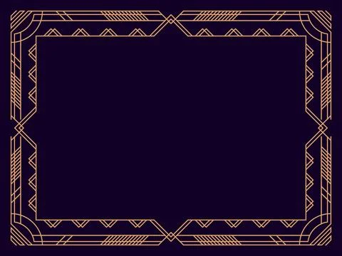Art deco frame. Vintage linear border. Design a template for invitations, l.. Stock Illustration