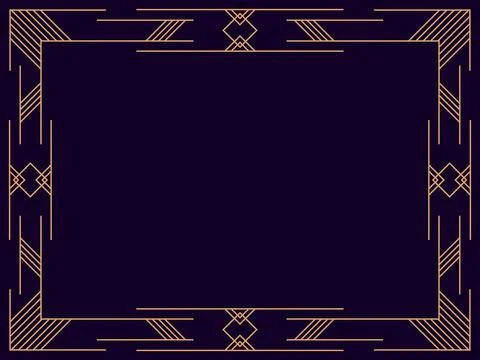 Art deco frame. Vintage linear border. Design a template for invitations, l.. Illustrazione stock
