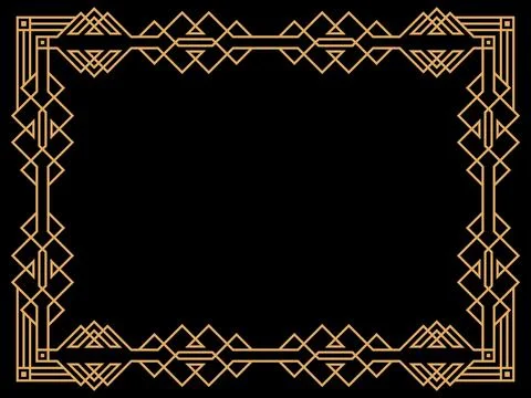 Art deco frame. Vintage linear border. Design a template for invitations, l.. Stock-Illustration
