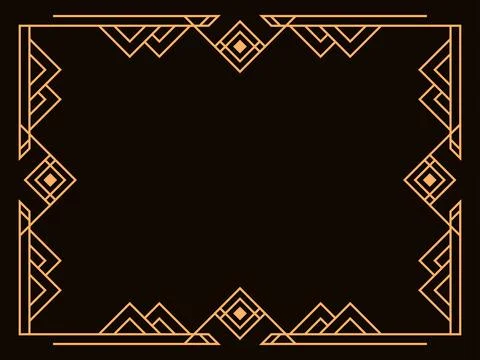 Art deco frame. Vintage linear border. Design a template for invitations, l.. Illustrazione stock