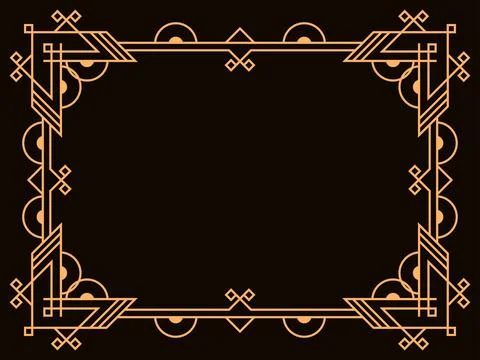 Art deco frame. Vintage linear border. Design a template for invitations, l.. Stock Illustration