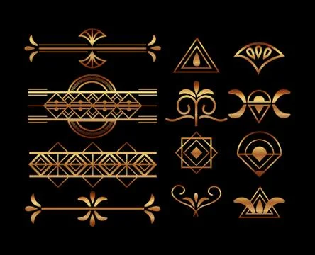 Art deco frames and borders Illustrazione stock