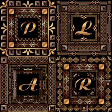 Art deco frames and borders Illustrazione stock