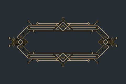 Art deco frames, golden elegant antique borders, decorative game buttons or.. Stock Illustration