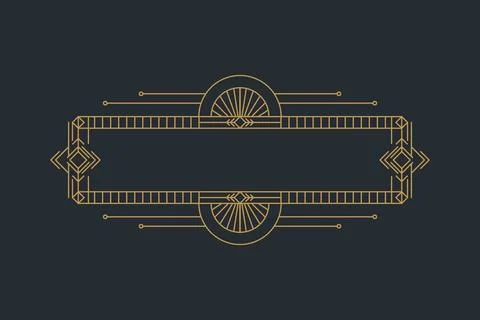 Art deco frames, golden elegant antique borders, decorative game buttons or.. Stock Illustration