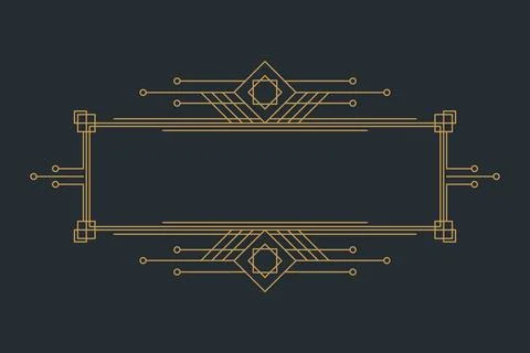 Art deco frames, golden elegant antique borders, decorative game buttons or.. Stock Illustration