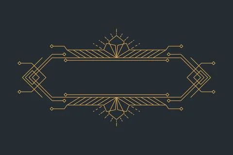 Art deco frames, golden elegant antique borders, decorative game buttons or.. Stock Illustration