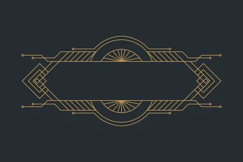 Art deco frames, golden elegant antique borders, decorative game buttons or.. Stock Illustration