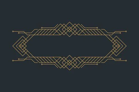 Art deco frames, golden elegant antique borders, decorative game buttons or.. Stock Illustration