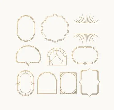 Art deco frames linear beige Illustrazione stock