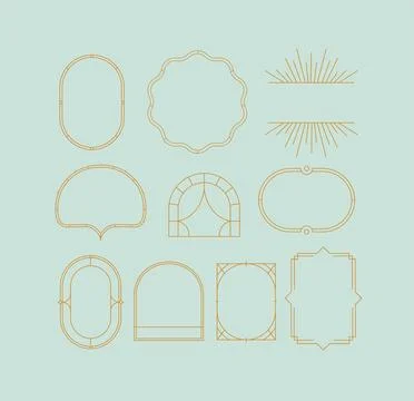 Art deco frames linear turquoise Stock Illustration