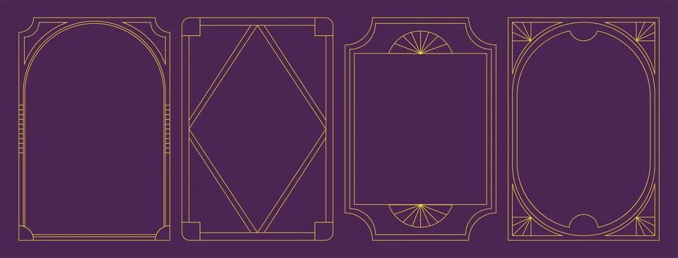 Art deco frames set. Vintage golden frames pack. Minimalist creativity and art イラスト素材