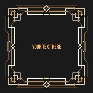 Art Deco geometric border on dark background. Illustrazione stock