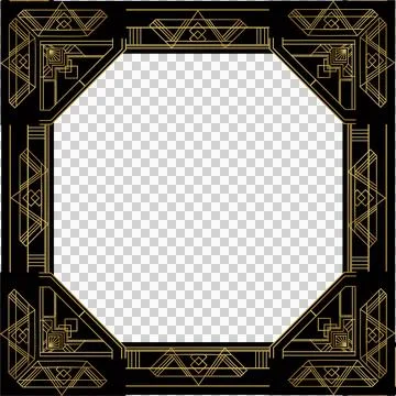 Art deco geometric frame is framing muted teal octagon with gold angles on 库存插图